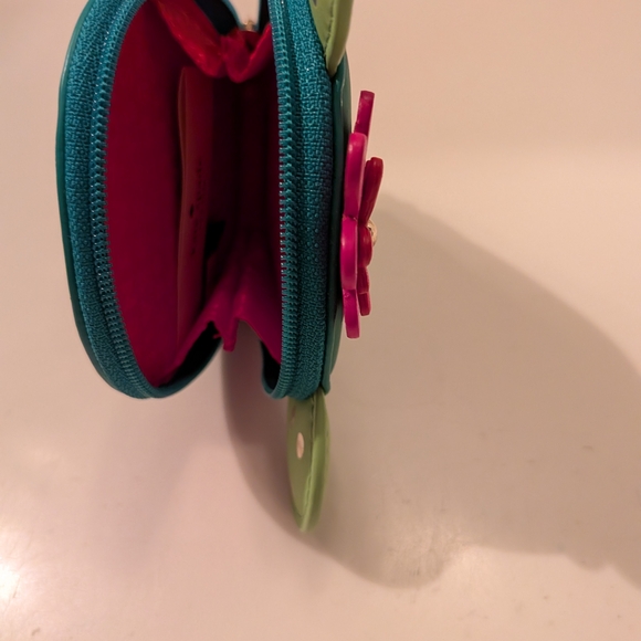 RARE Kate Spade Cactus Teal Green and Pink Polka Dot Coin Purse - Picture 2 of 5